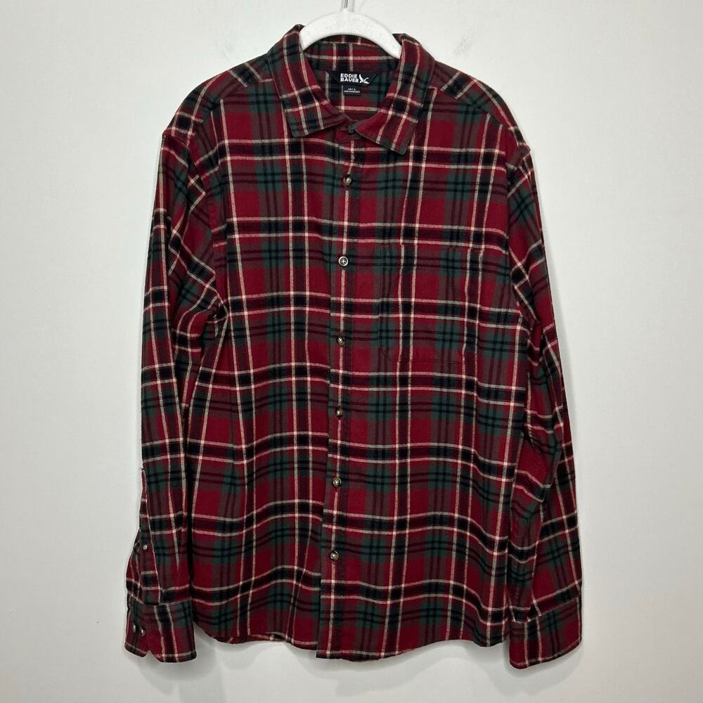 Eddie Bauer Flannel Plaid Shirt Size L Button Down Long Sleeve Outdoors